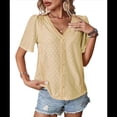 thumbnail image 1 of Blusas Informales de Negocios para Mujer, Blusas Elegantes de Trabajo, Atuendo de Verano, Moda 2025, Camiseta de Corta con Cuello en V, Amarillo, Talla S, 1 of 10