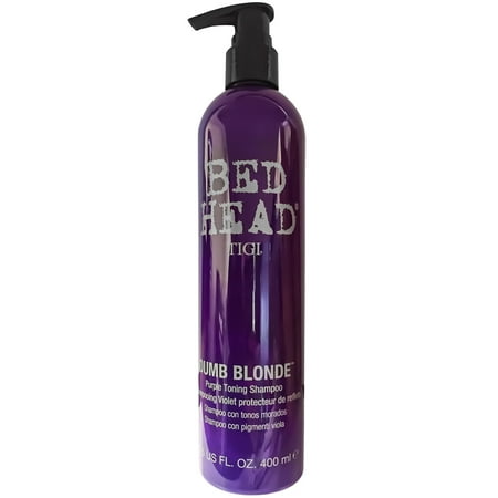TIGI Bed Head Dumb Blonde Purple Toning Shampoo (13.5 fl Oz) - Corrects Brassy Tones - Frizz (Best Toning Shampoo For Blonde Hair)
