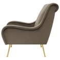 thumbnail image 3 of Rik 31 Inch Accent Armchair- Metal Legs- Velvet- Truffle Brown and Gold, 3 of 5