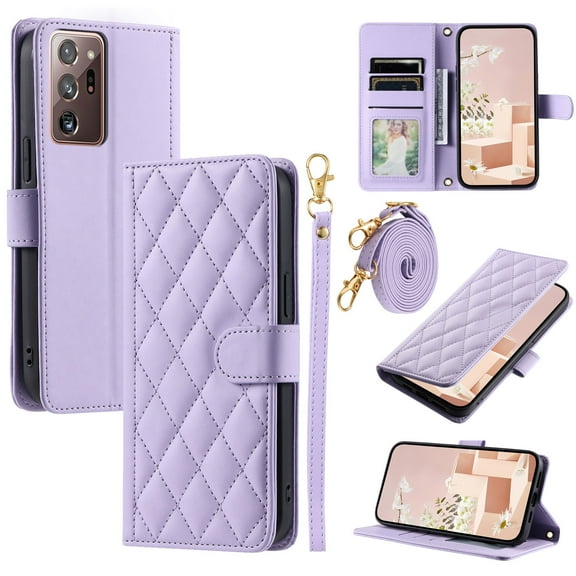 TECH CIRCLE For Galaxy Note 9 Case Wallet for Women Girl,Luxury PU Leather Crossbody Wristlet Strap Kickstand Slim Card Holder Slots Wallet Case for Samsung Galaxy Note 9 6.4" 2018,Purple