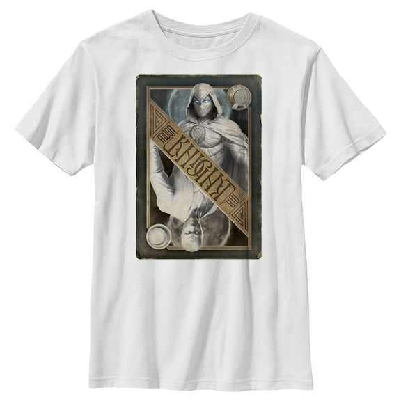 Boy's Marvel: Moon Knight Split Personality Playing Card, Who Will Win  Graphic Tee White X Large