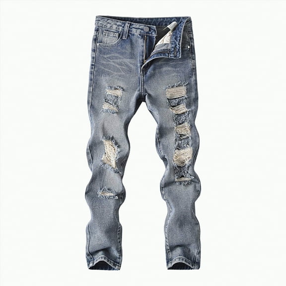 Gvdentm Boys Size 6 Jeans Boy's Skinny Fit Comfy Jeans Ripped Destroyed Distressed Stylish Slim Washed Denim Jeans Pants(Blue,11-12 Years)