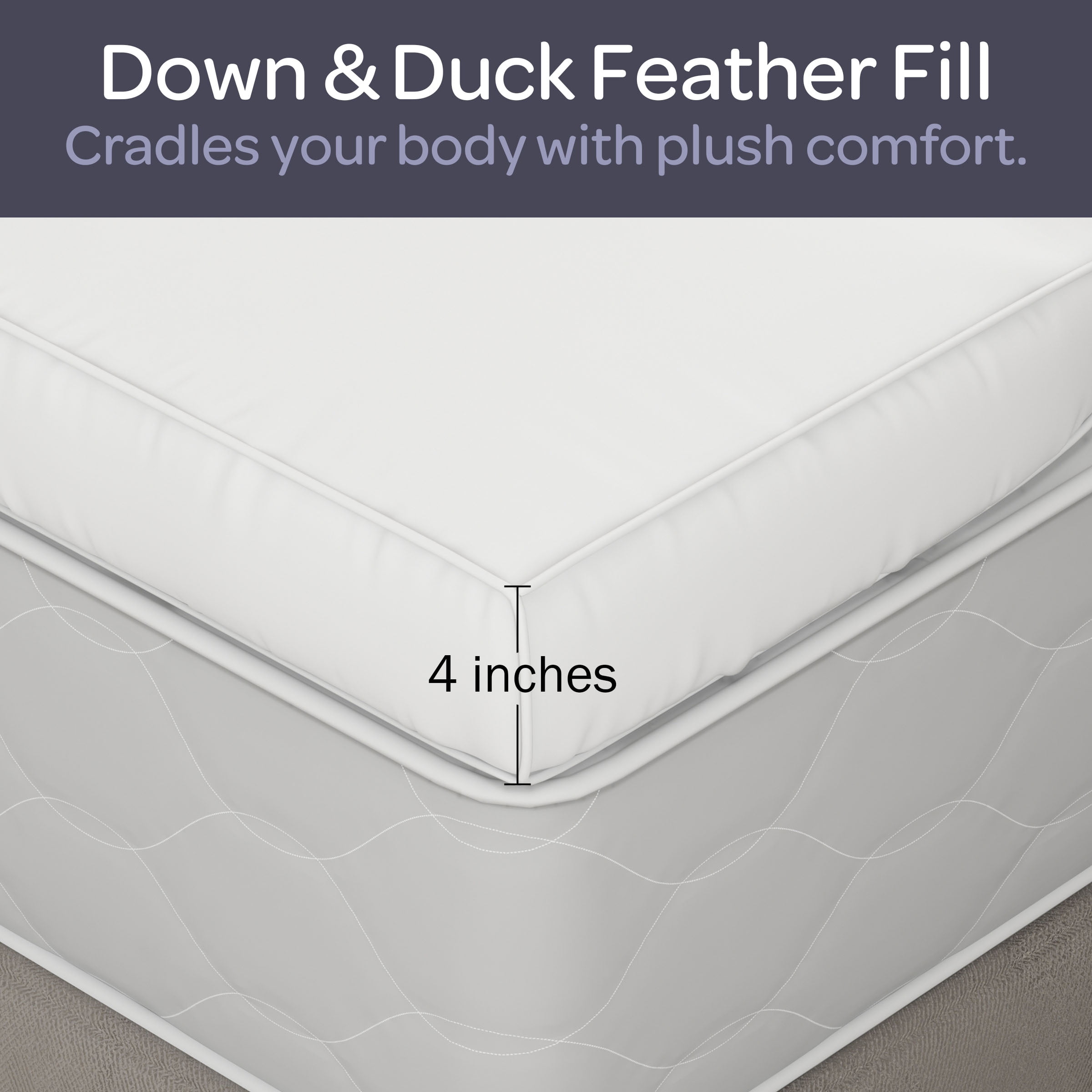 Somerset Home Down Mattress Topper - Twin 4-Inch Duck and Goose Feather Bed with Cotton Mattress Topper Cover (White)
