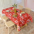 thumbnail image 3 of Red Christmas Text and Snowflake Pattern Rectangle Tablecloth 60"x120",Waterproof Polyester Rectangle Table Cloth, Wipeable Spillproof Polyester Tablecloth for Dining, Camping, Indoor and Outdoor, 3 of 6