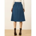 thumbnail image 4 of DARING DIVA Women's A-Line Button Front Belted Midi Skirts 2XL Peacock Blue, 4 of 6