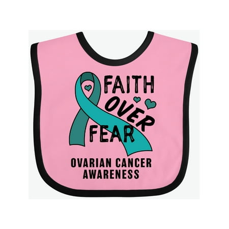 

Inktastic Ovarian Cancer Awareness Faith Over Fear with Teal Ribbon Gift Baby Boy or Baby Girl Bib