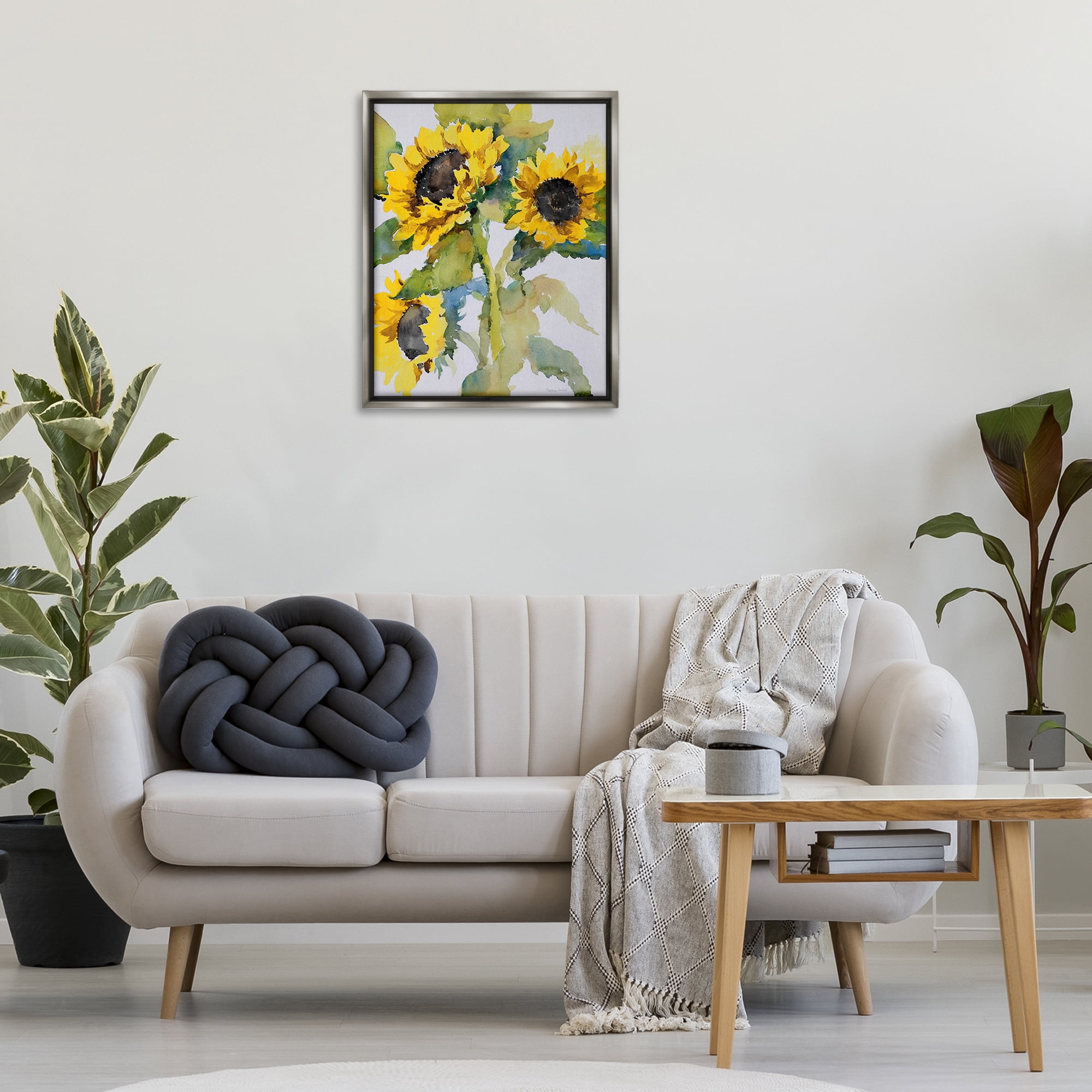 Stupell Industries Bright Blooming Bouquet Botanical & Floral Painting Gray Floater Framed Art Print Wall Art, 25 x 31