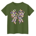 thumbnail image 4 of CCRFTGI Mardi Gras Shirt for Children Girls Size 7 Cute Coquette Bow Shirts Fashion Beads Tee Party Crew Neck Carnival T-Shirt Dark Green 7-8 Years, 4 of 4