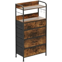 5 Drawers Dresser, Tall Dresser for Bedroom,Chest of Drawers with Hooks for Closet, Wood Vertical Dresser for Living Room, Hallway, Entryway