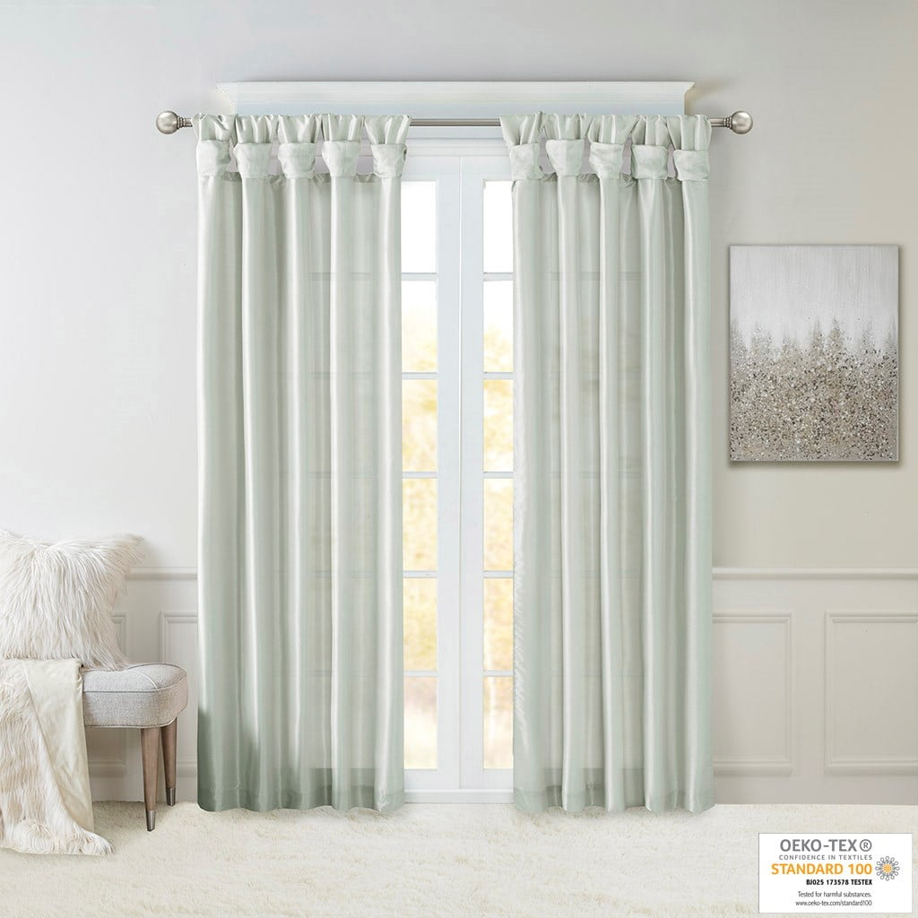 Twist Tab Lined Window Curtain Panel Dusty Aqua 50"x84"