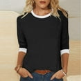 thumbnail image 2 of Uaswgudfs Blouse for Women Dressy Fashion O-Neck 3/4 Sleeve T Shirt Solid Casual Basic Tops, 2 of 5