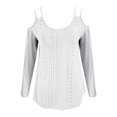 thumbnail image 4 of Camiseta de mujer con cuello en V y manga raglán - Diseño calado, informal de otoño, suave y transpirable, fácil de cuidar, 4 of 4