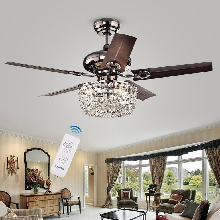 Angel 3-light Crystal Chandelier 5-blade 43-inch Brown Ceiling Fan