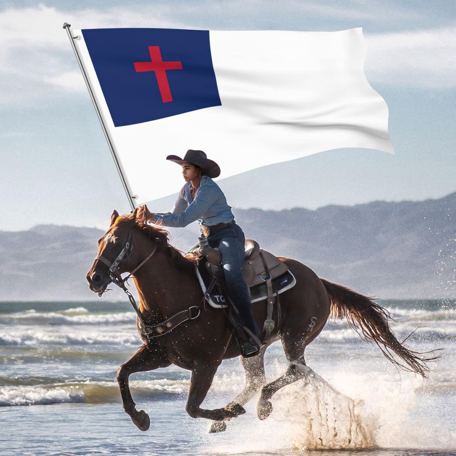 Christian flag Flag 5x8 Ft Double-Sided Flags Outdoor Large Size Heavy duty Decorative Banner Durable Patio Flags Yard Flag