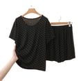 thumbnail image 3 of XYAIYT Women Polka Dot Printed Pajama Sets V Neck Short Sleeve Top High Waist Shorts 2 Pcs Summer Cute Sleepwear, 3 of 4