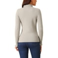 thumbnail image 3 of INSPIRE CHIC Women's' Fall Winter Mock Neck Long Sleeve Fluffy Cuff Casual Slim Fit Sweater Top L Grey, 3 of 5