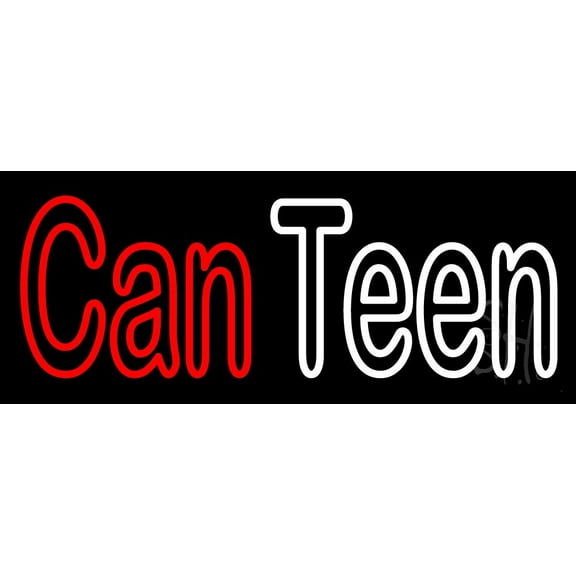 Canteen LED Neon Sign 13 x 32 - inches, Black Square Cut Acrylic Backing, with Dimmer - Bright and Premium built indoor LED Neon Sign for restaurant window and interior decor.