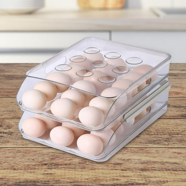Organizador de nevera Baoblaze para huevos Apilable 2 capas Diseño deslizante