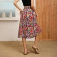 thumbnail image 5 of Gleelaud Flowy Skirt Midi Length Elastic High Waist A-Line Skirt with Pockets Boho Skirts for Women Flower Printed, 5 of 6