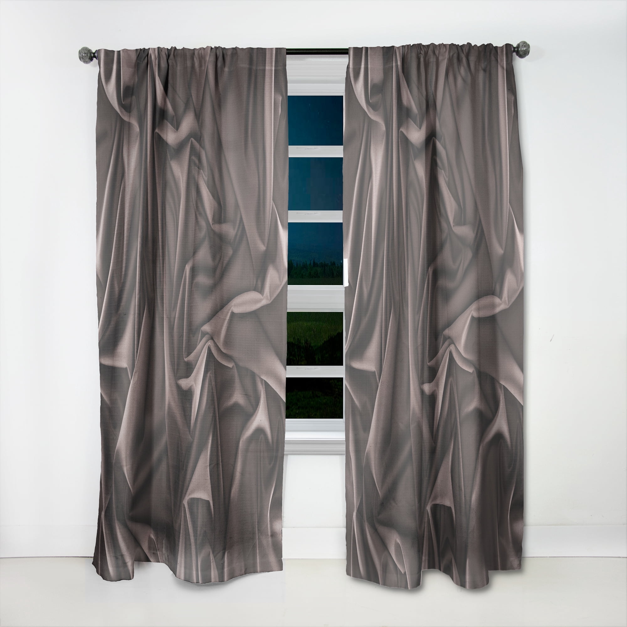 Designart 'Folded Dark Silk Fabric Waves' Modern & Contemporary Curtain Panel