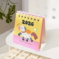 KOYPTL 2026 Mini Standing Slip Coil Calendar,12 Months Desk Calendar Daily Schedule Thick Paper Binding Calendar,Small House Cartoon Calendar for Students Home Decoration Christmas Stocking Stuffers
