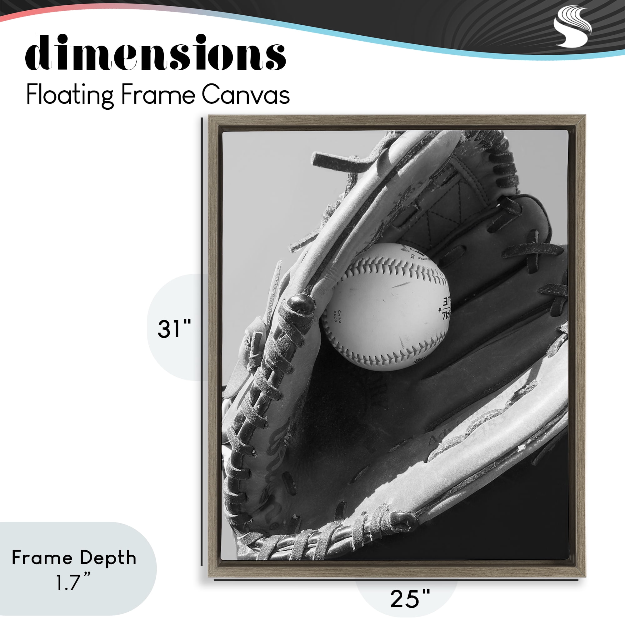 Stupell Industries Nice Catch Baseball Brown Framed Floater Canvas Wall Art, design by Marcus Prime