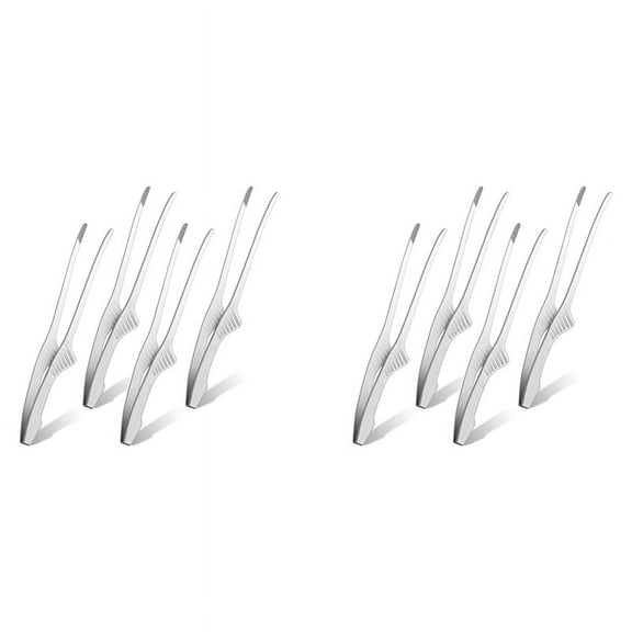 8X Korean and Japanese BBQ Tongs Self-Standing Grill Tongs Non-Slip Cooking Utensils Stainless Steel Tongs