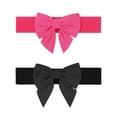 thumbnail image 1 of Cinturón elástico ancho de 2 piezas para mujer Elerevyo con decoración de lazo, cinturones de moda versátiles 27.6x2.3" Negro+Rosa Fucsia, 1 of 5