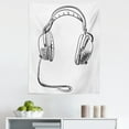 thumbnail image 1 of Music Tapestry, Sketch Style Hand Drawn DJ Headphones Rhythm Radio Modern Hippie Art Illustration, Fabric Wall Hanging Decor for Bedroom Living Room Dorm, 5 Sizes, Black White, by Ambesonne, 1 of 1