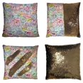 thumbnail image 1 of PKQWTM Passport Visa Stamp Pattern Travel Europe Asia Reversible Mermaid Cushion Cover Home Decor Sequin Pillow Case Size 18x18 inches, 1 of 2
