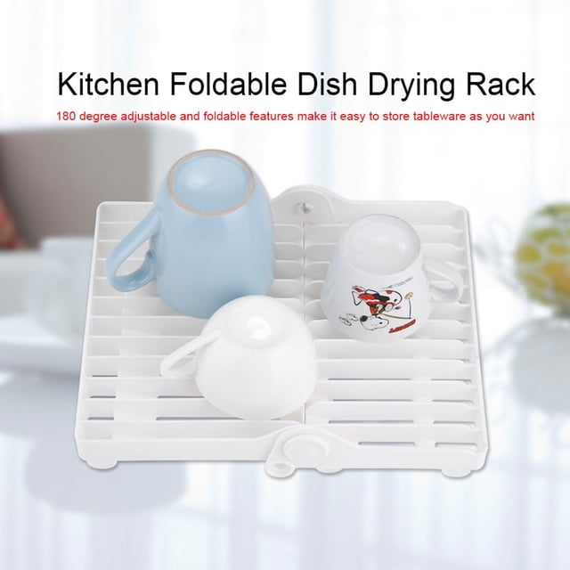Qiilu Home Kitchen Foldable Dish Plate Drying Rack Organizer Drainer Cutlery Plastic Storage Holder, Dish Drainer, Dish Drying Rack