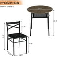 thumbnail image 4 of VINGLI 3 Piece Industrial Medium Density Fiberboard Storage Dining Table With Chair Black, 4 of 8