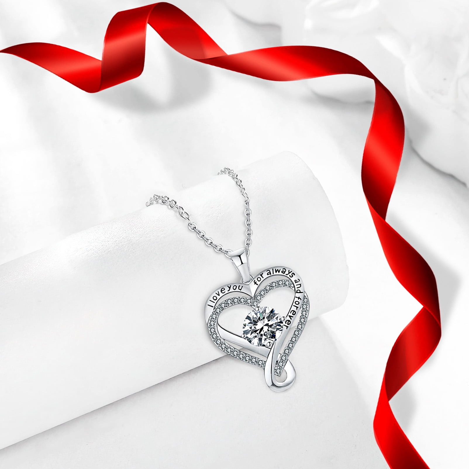 Inadays Necklaces for Women Jewelry for Women Gifts for Her Infinity Heart I Love You Necklace S925 Sterling Silver Anniversary Birthday Gifts for Mom Wife Girlfriend   Valentine's Day Gift
