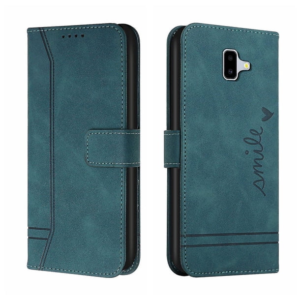 Funda con tapa estilo vintage para Samsung J6 Plus, ranura para múltiples tarjetas, protección total, estilo retro, material PU+TPU