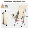 thumbnail image 4 of VECUKTY Ultralight High Back Camping Chair, Lightweight Folding Chairs with Headrest, Portable Compact for Outdoor Camp, Hiking, Picnic, Backpacking,Beige, 4 of 10