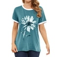 thumbnail image 3 of ZXSXSY Women Floral Printed Round Neck Short Sleeves Top, 3 of 6