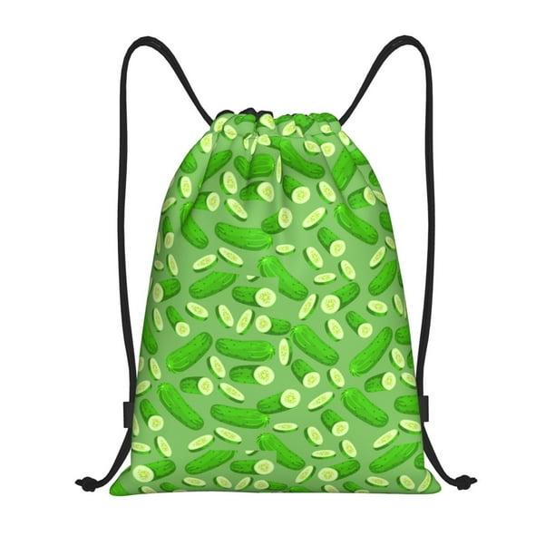 Fotbe Green Cucumber Bolsa Mochila con Cordón Estampada, Bolsa de Gimnasio Deportiva, Bolsa Cinch, Bolsa con Cordón para Hombres y Mujeres-Small