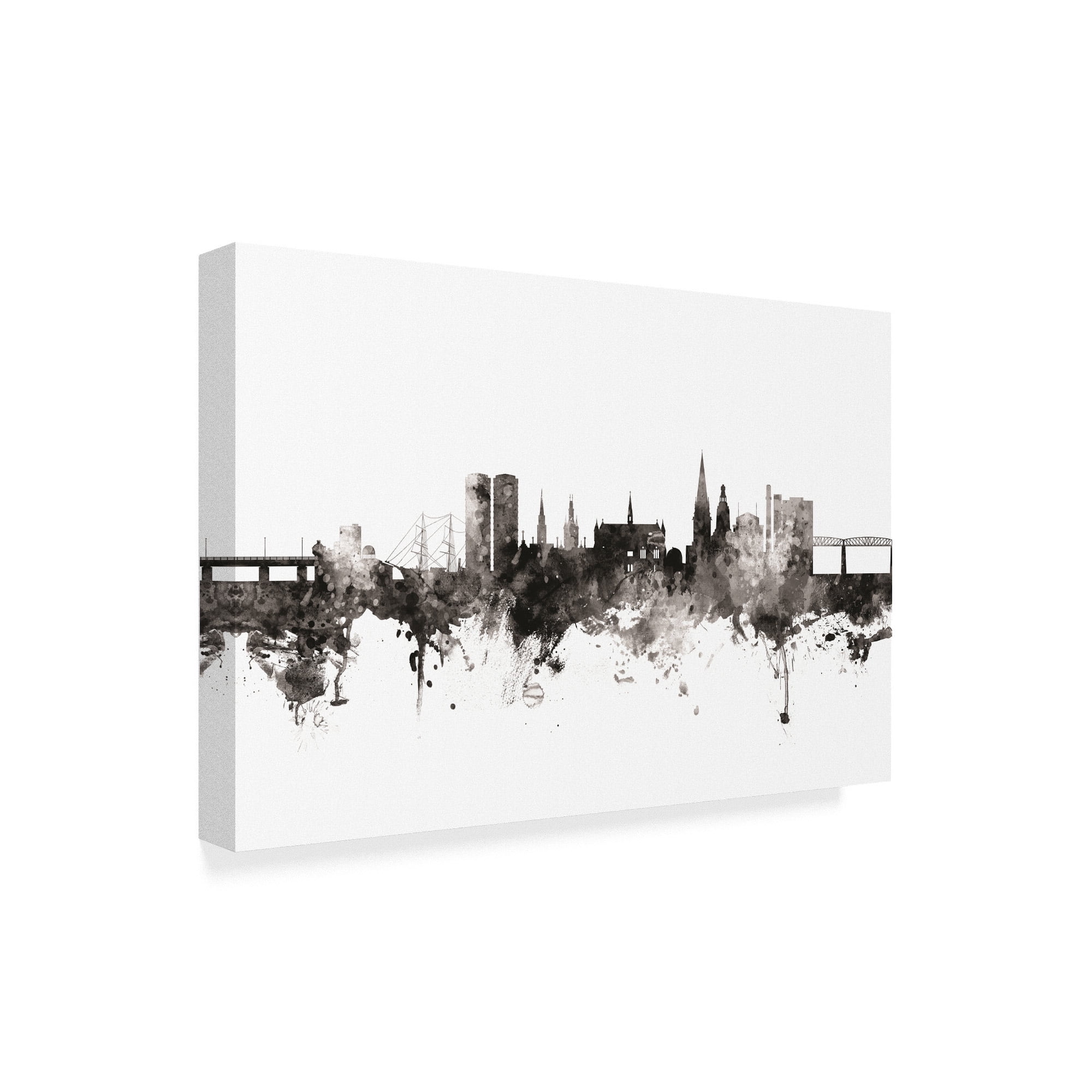 Trademark Fine Art 'Dundee Scotland Skyline Black White' Canvas Art by Michael Tompsett