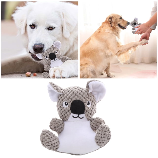 Interactive Squeaky Koala Stuffed Animal Dog Toy Durable Chew Design for Puppies and All Breed Sizes