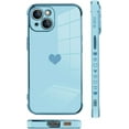 thumbnail image 4 of for iPhone 14 Case Love Heart Plating Electroplate Luxury Elegant Camera Protector Soft TPU Shockproof Protective Corner Back Cover Designed for iPhone 14 Case -Blue, 4 of 12