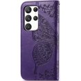 thumbnail image 3 of Wallet Case for Samsung Galaxy S23 Ultra,3D Butterfly Pattern PU Leather Flip Phone Case with Magnetic Clasp and Cash Card Slots Holster for Galaxy S23 Ultra,HZD Rhinestone Purple, 3 of 18