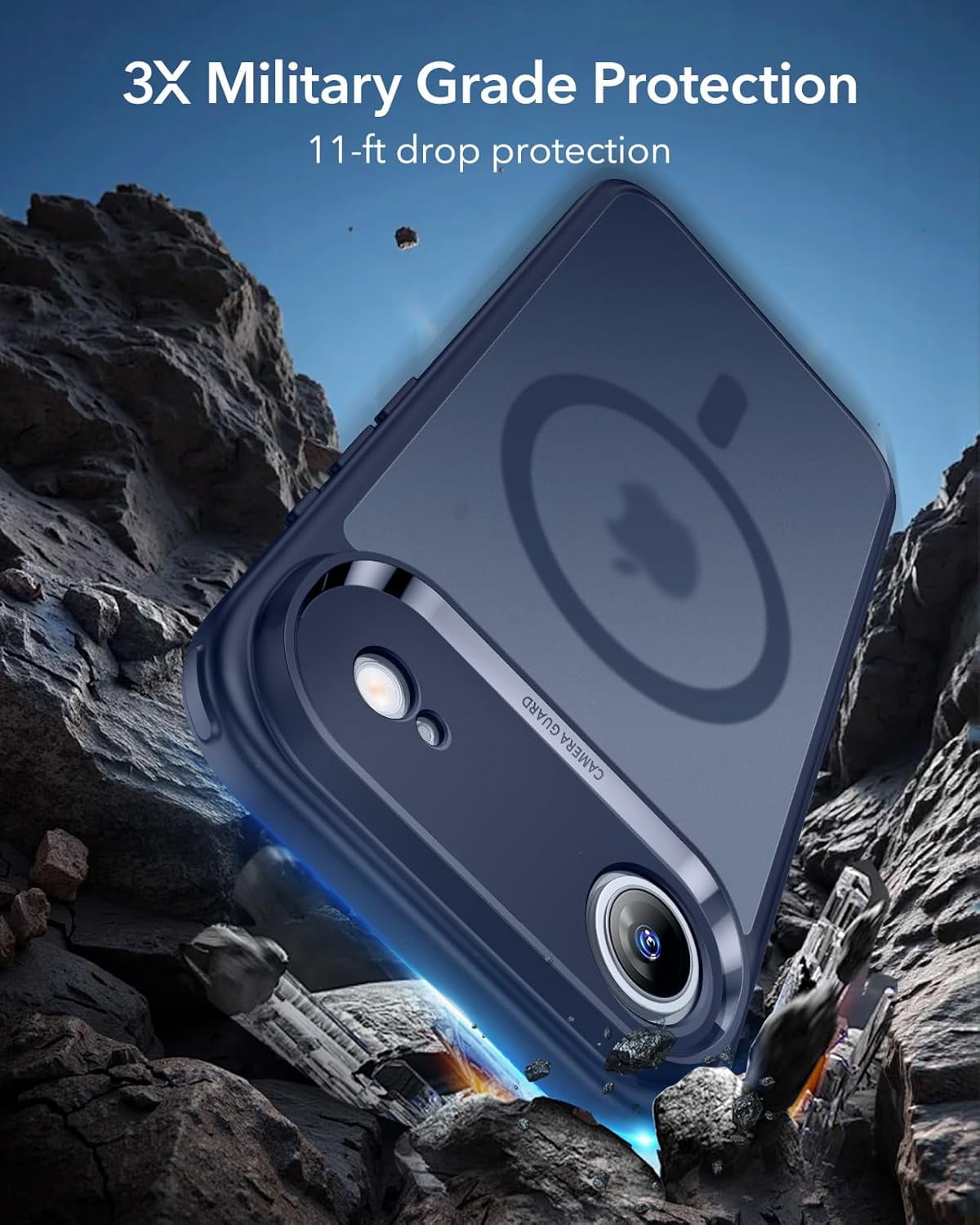 CRKMGS-for iPhone Air Case, Camera Control, Compatible with MagSafe, Shockproof Military-Grade Protection, Magnetic Phone Case for iPhone 17 Air Case, Frosted Blue
