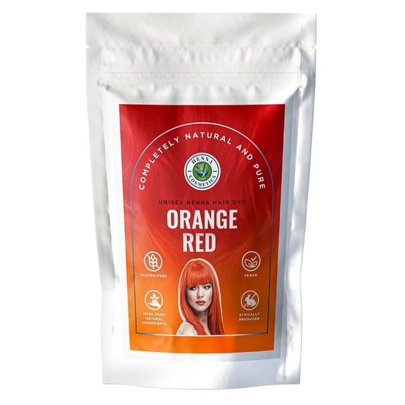 Orange Red 400 g | 100% Natural Hair Dye Kit | Vibrant Colors with 50 g Pure Henna & Herbal Mix