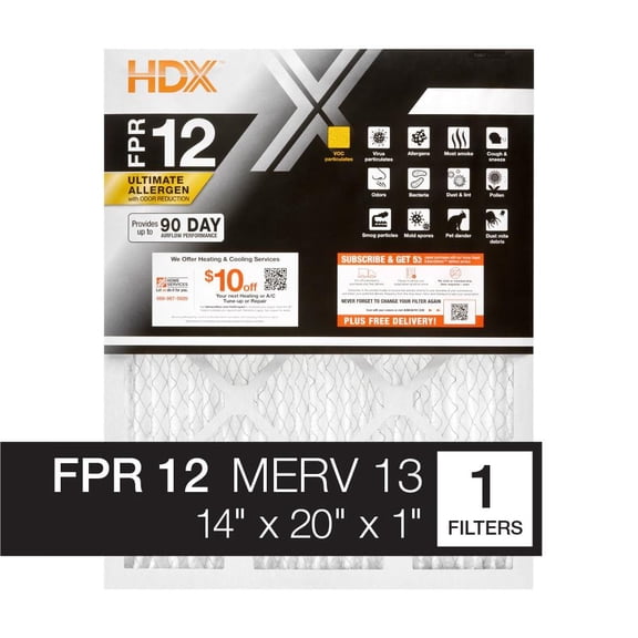 14 in. x 20 in. x 1 in. Ultimate Allergen Pleated Air Filter FPR 12, MERV 13