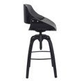 thumbnail image 3 of Vanessa Contemporary Adjustable Barstool in Black Brushed Wood Finish and Grey Faux Leather, 3 of 5