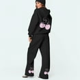 thumbnail image 4 of Cherry Sweatpants Set for Women Cherry Sweat Set for Women Women's 2 Piece Outfits Cherry Trim Print Hoodie Sweatsuit Sets Oversized Sweatshirt Wide Leg Sweatpants With Pockets, Black-L, 4 of 6