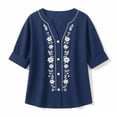 thumbnail image 6 of Shihyeh Embroidered Linen Shirts for Women Boho Gauze Cotton Linen Tops Peasant Tunic Blouse, 6 of 6