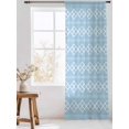 thumbnail image 3 of Sheer Curtains 96 Inches Long, Blue Boho Semi Sheer Curtains Light Filtering Window Treatment, Vintage Ethnic Tribe Abstract Art Geometric Privacy Voile Drapes for Living Room Bedroom 52x96 Inch, 3 of 7