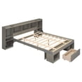 thumbnail image 6 of Euroco Wood Queen Size Platform Bed with Storage Headboard and Drawer, Gray, 6 of 10