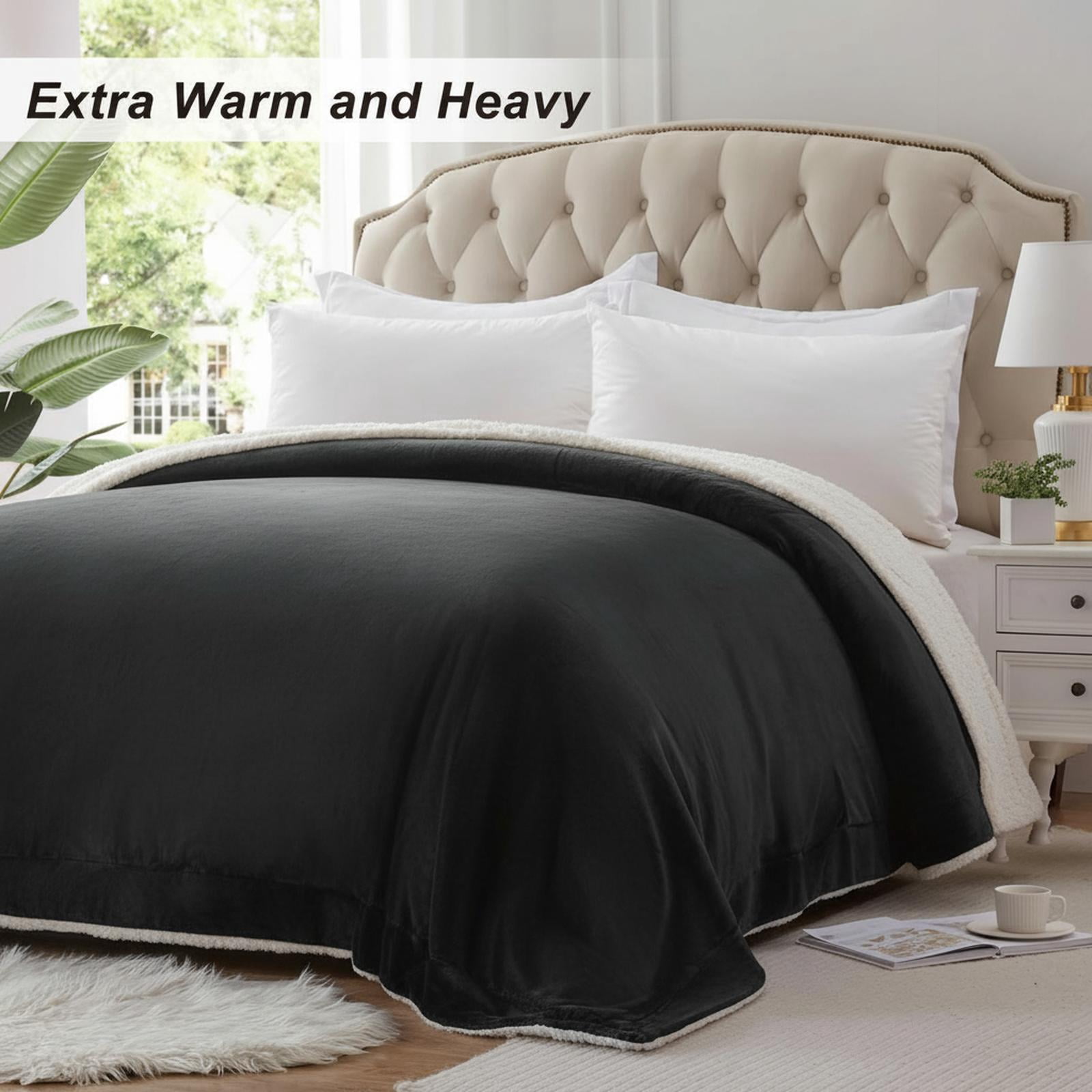 Sherpa Fleece Blanket Extra Warm Heavy Thick 500gsm Plush Soft